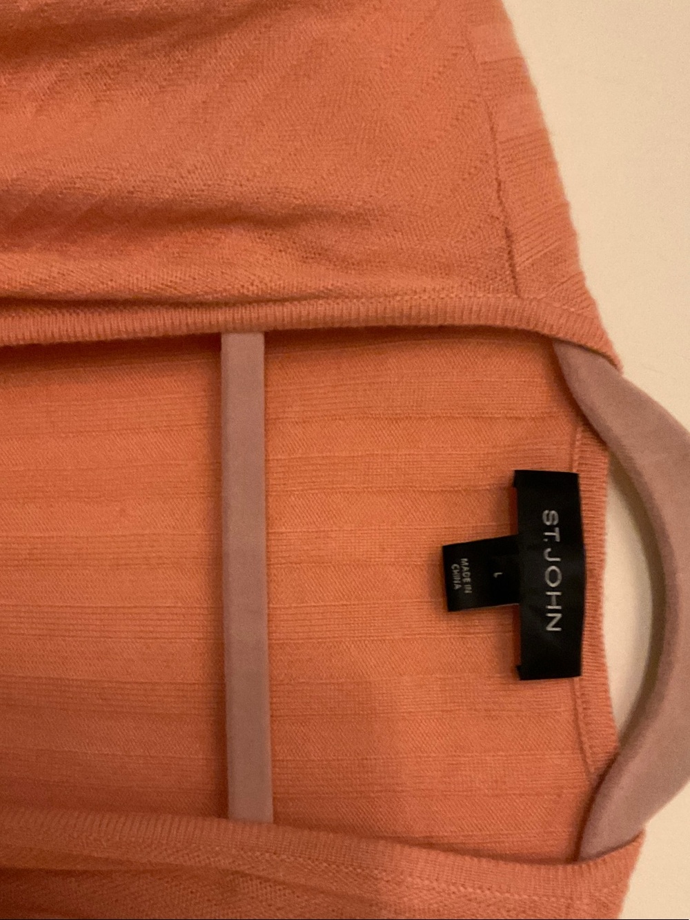 St. John muted Coral-Peach Cashmere twin set  Sweater Set with great detail